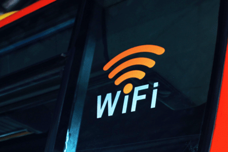 An image shows a Wi-Fi logo and has Wi-Fi written on it.